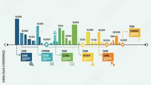 Visual representation of data analysis with charts and graphs in a flowchart layout showcasing technology and information