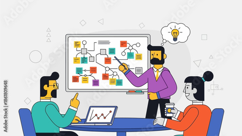 Team Brainstorming Session with Creative Ideas and Concept Development