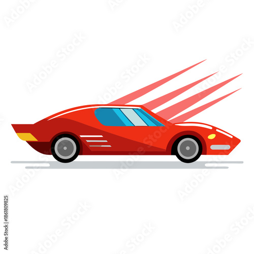 Red sports car speeding