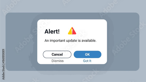 Alert notification update available on computer screen display