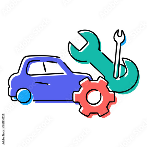 Car maintenance illustration