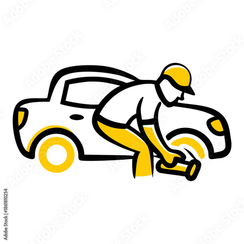 Mechanic working on car