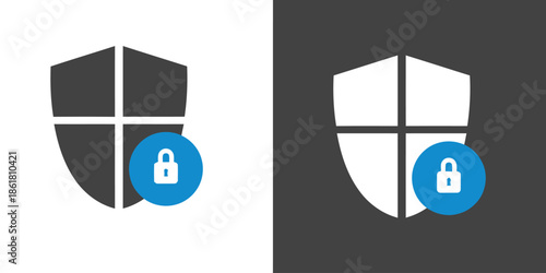 Security Shield with Padlock Vector Icon Symbolizes Protection and Safety Isolated on White and Dark Background for Graphic and Web Design Exactly 200 Char