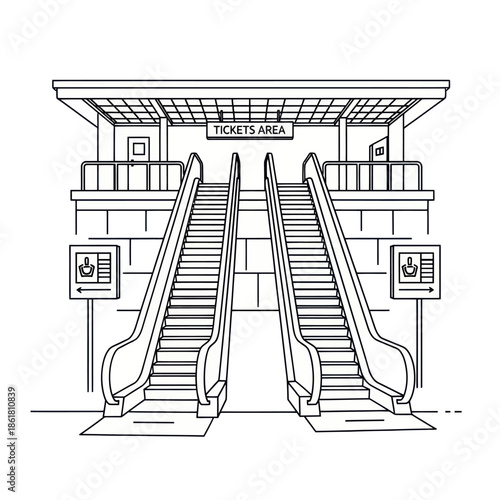 Escalators Leading to Ticket Area Station.