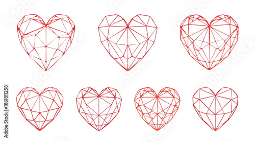 Geometric Heart Shape Vector Collection