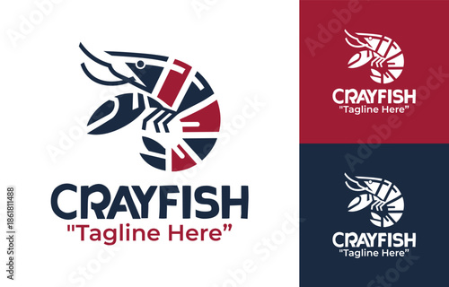 Crayfish Logo Modern Minimalist Food Emblem