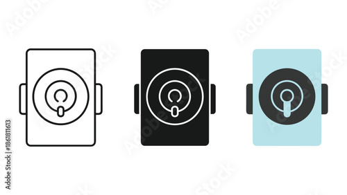 Set of simple webcam icons in different colors