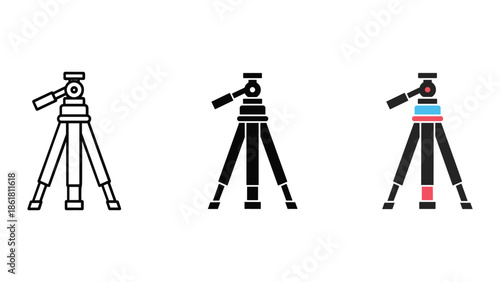 Camera tripod illustration set