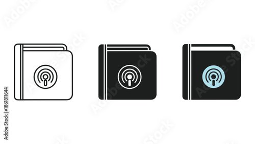 Folder icon set with wi fi signal