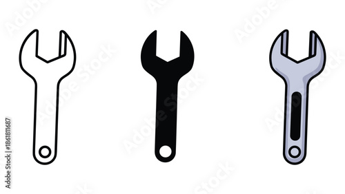 Collection of different style wrench icons