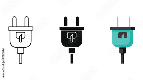 Electric plug icons set