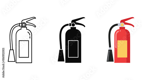 Fire extinguisher illustration set