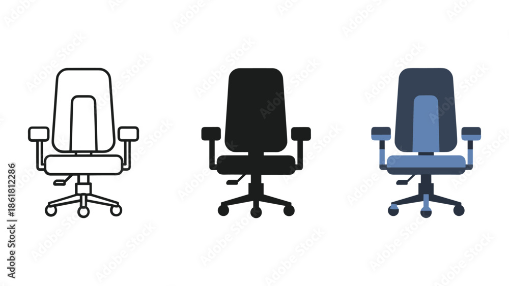 Fototapeta premium Office chair illustration in various styles