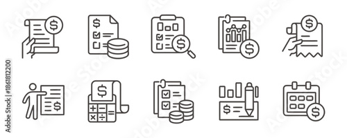 Set of accounting and finance icons for business management