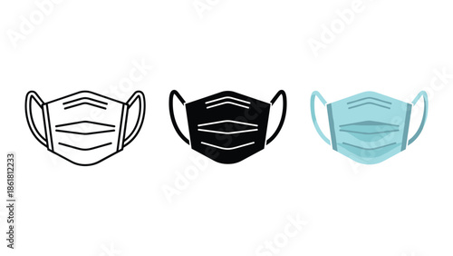 Three face masks in different colors