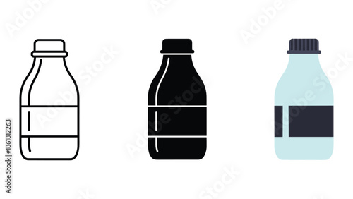 Collection of three plastic bottles in different styles