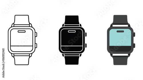 Smartwatch illustration in various design stages