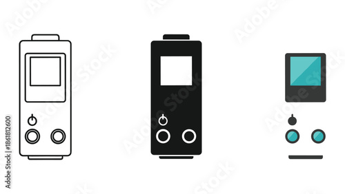 Portable power bank icons in various styles