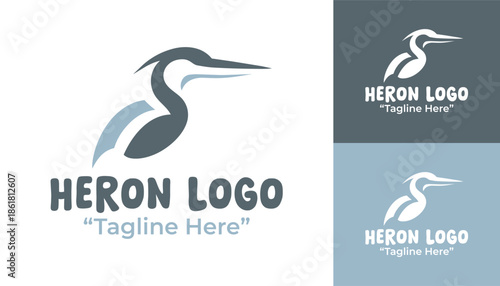 Heron Logo Modern Minimalist Wildlife Identity
