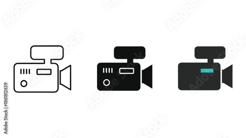 Set of camcorder icons in various styles