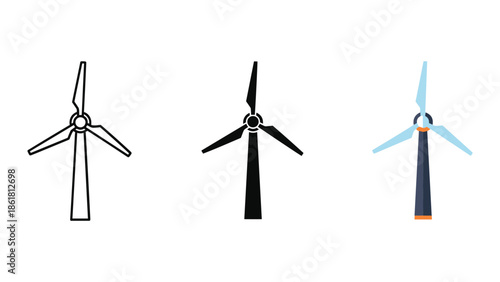 Wind turbines in different design styles