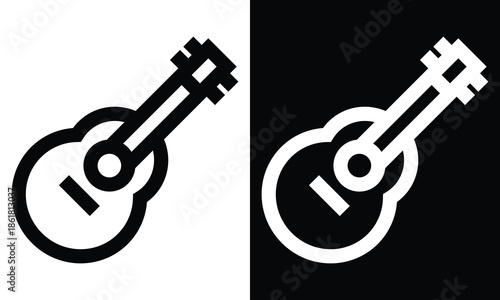 Guitar silhouette icon. Acoustic and heavy rock electric guitars musical instrument.  guitar vector icon for web design. Music symbols.