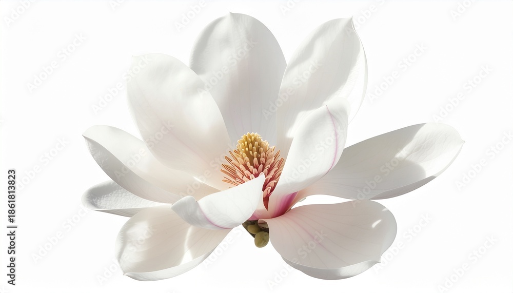 Obraz premium Elegant white magnolia flower in full bloom with soft petals and delicate natural beauty
