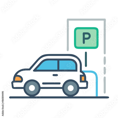 Electric car charging at parking spot