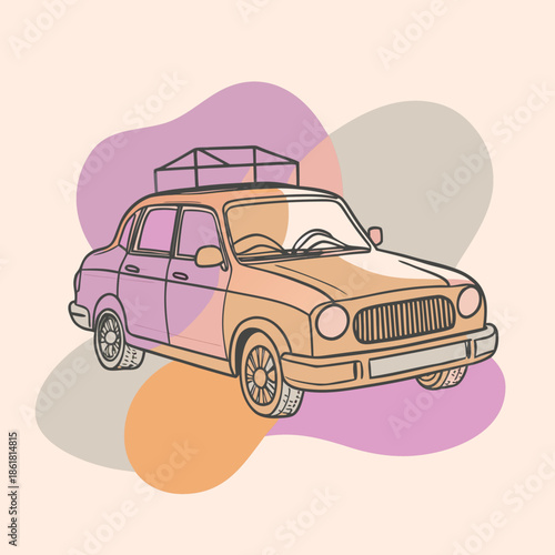 Vintage car with roof rack