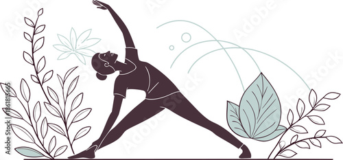 Yoga woman silhouette performing exercise vector illustration