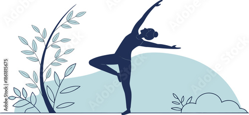 Yoga silhouette of a woman and girl vector illustration