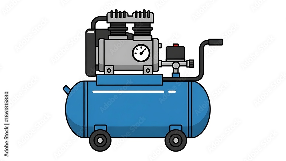 Obraz premium Blue Air Compressor Machine Illustration.