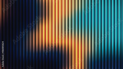 Glass ripple texture with dark gradient background and lilac light streaks. Futuristic distortion, moody abstract glow, reeded vertical blur. Vector illustration