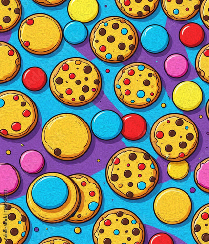 Cookies oil paint.  Illustration for print for wall decorations, covers.
