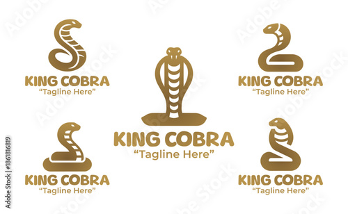 5 King Cobra Logo Set Modern Minimalist Wildlife Design Collection