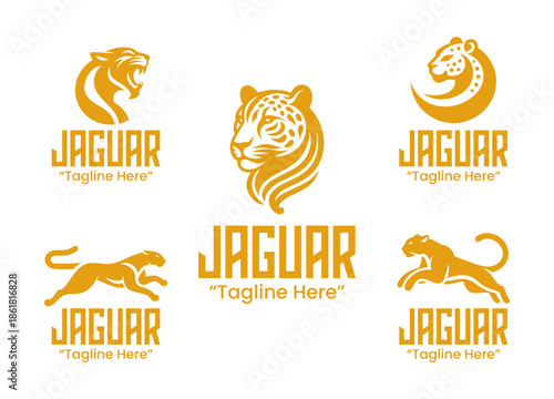 5 Jaguar Logo Set Modern Minimalist Wildlife Design Collection