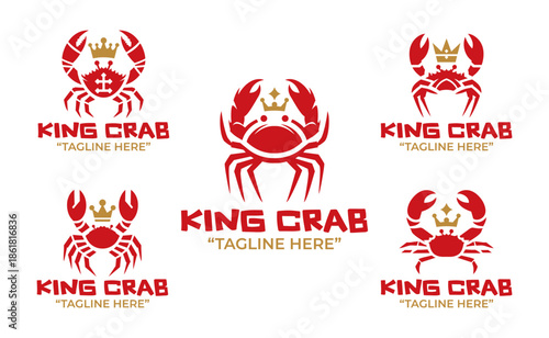 5 King Crab Logo Set Modern Minimalist Marine Design Collection