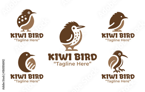 5 Kiwi Bird Logo Set Modern Minimalist Wildlife Design Collection