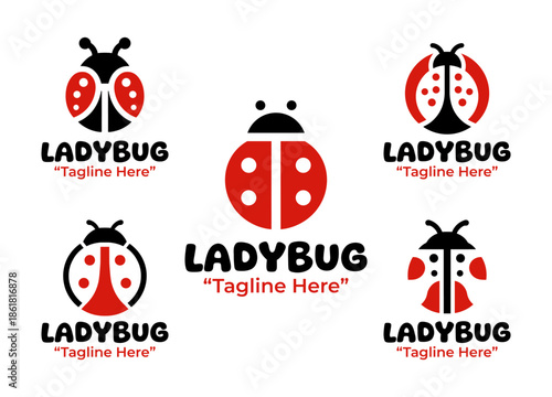 5 Ladybug Logo Set Modern Minimalist Insect Design Collection