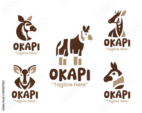 5 Okapi Logo Set Modern Minimalist Wildlife Design Collection