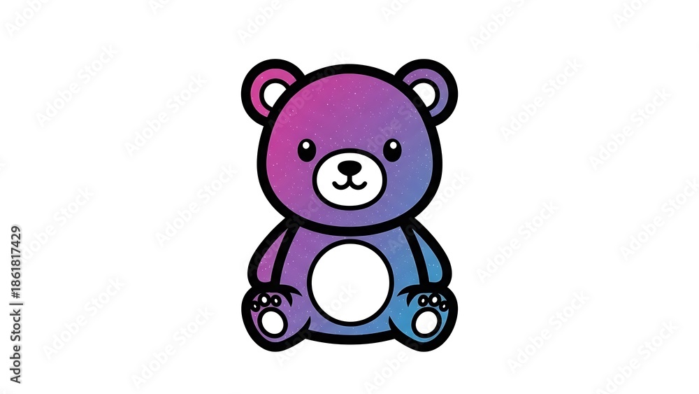 Fototapeta premium Colorful Cartoon Teddy Bear Illustration.