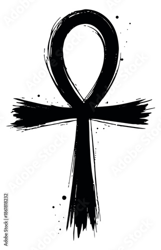 Brush stroke illustration of ankh symbol depicting the ancient egyptian key of life for mystical and cultural graphic design