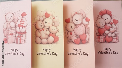 Four adorable teddy bear illustrations on greeting cards wishing a happy mother s day with soft pastel colors