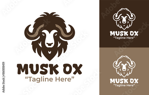 Musk Ox Logo Modern Minimalist Wildlife Identity