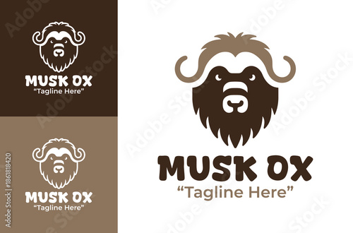 Musk Ox Logo Modern Minimalist Arctic Branding