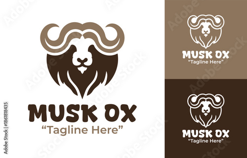 Musk Ox Logo Modern Minimalist Nature Identity