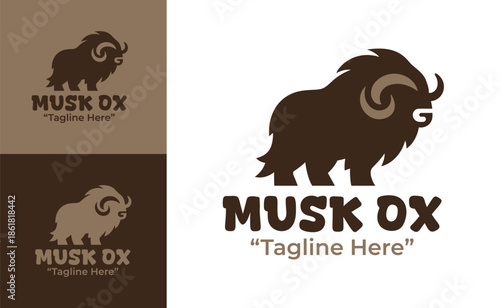 Musk Ox Logo Modern Minimalist Outdoor Identity
