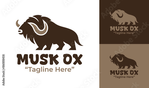 Musk Ox Logo Modern Minimalist Arctic Wildlife Branding