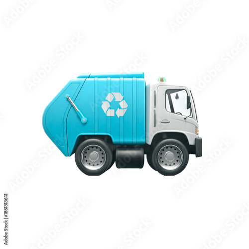 Recycling truck on transparent background