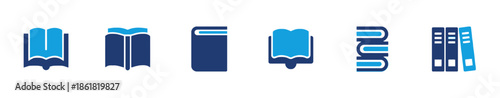 Set of Books Icons in Blue Tones for Education and Reading Graphic Design Elements Exact 200 Characters